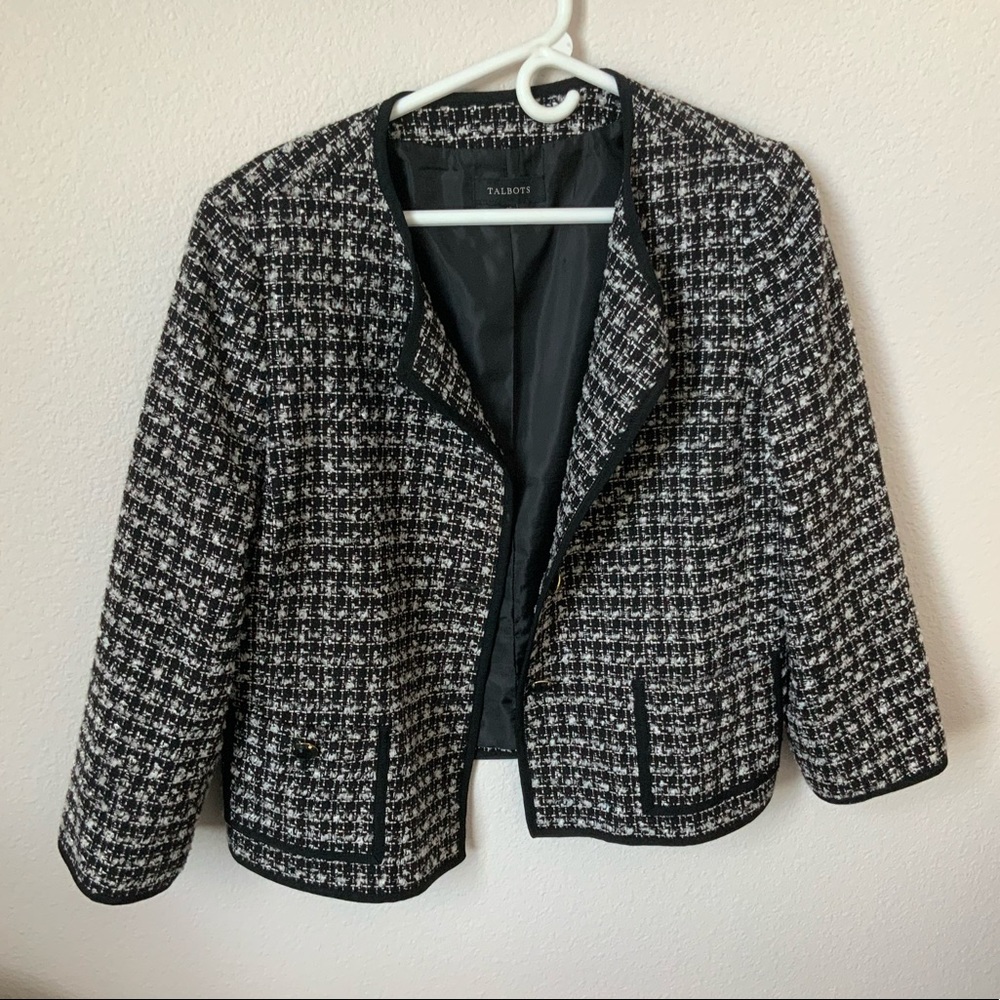 Talbots black tweed business professional jacket